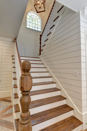 Wood and white painted staircase