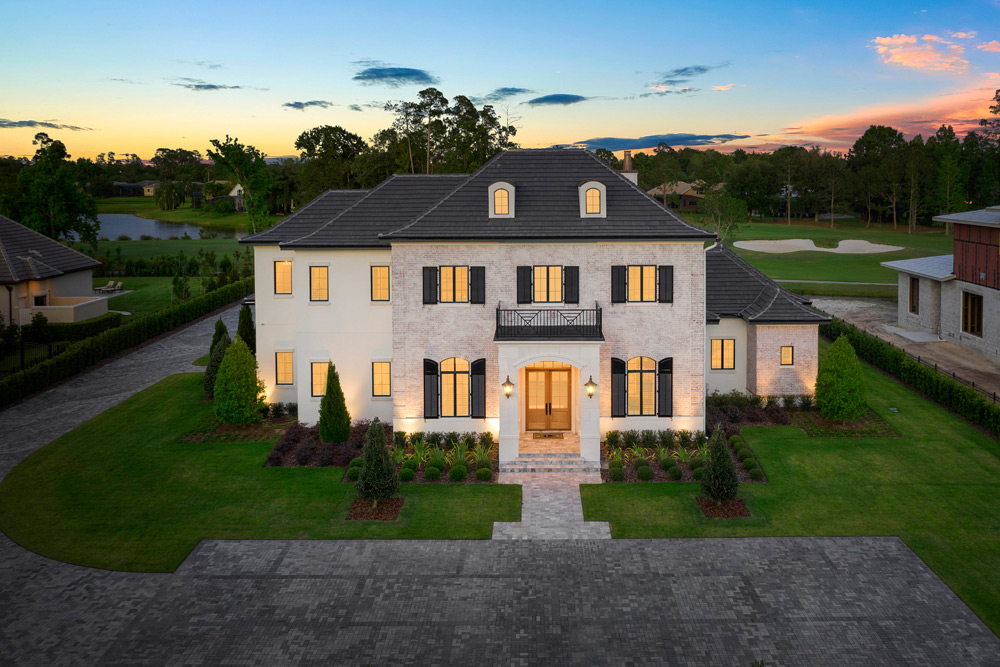 Aerial Photo of a Custom Home at Twilight